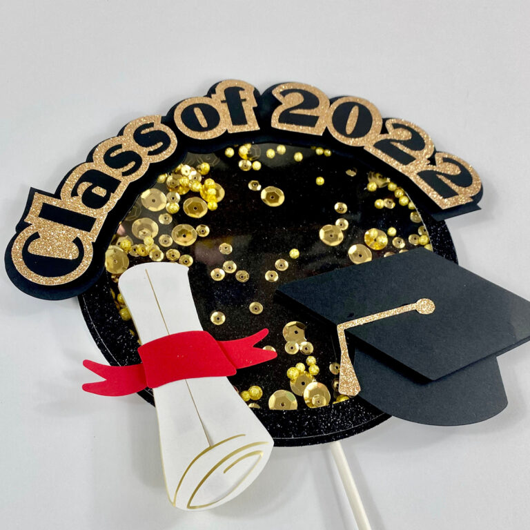 Graduation Cricut Cake Topper Shaker (With Free SVG Files)