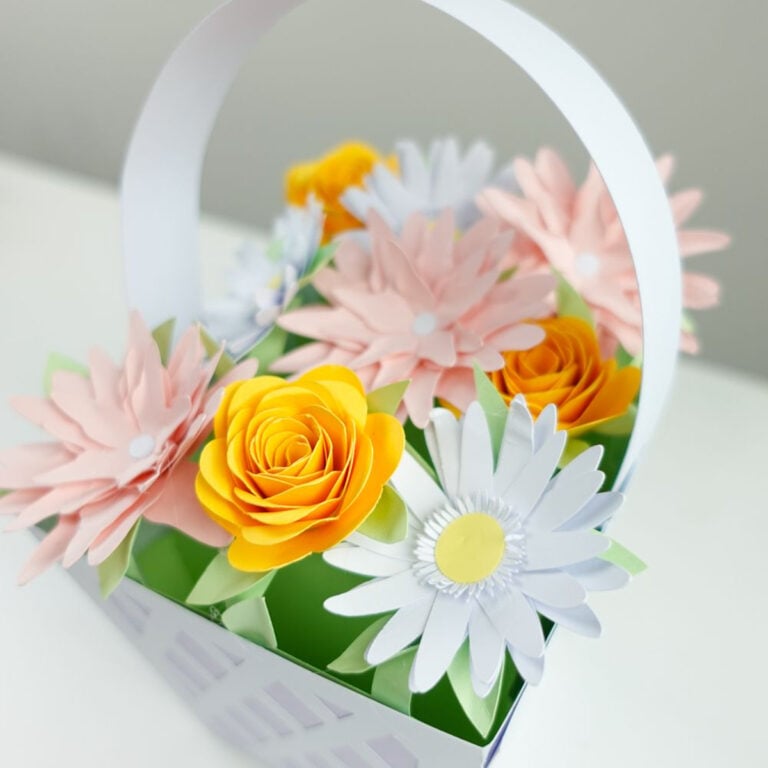 Paper Flower Basket: Cricut Craft with Free SVGs