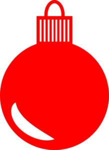 Red Christmas ornament SVG with a round bulb shape, ribbed top cap, and a cutout accent along the lower side