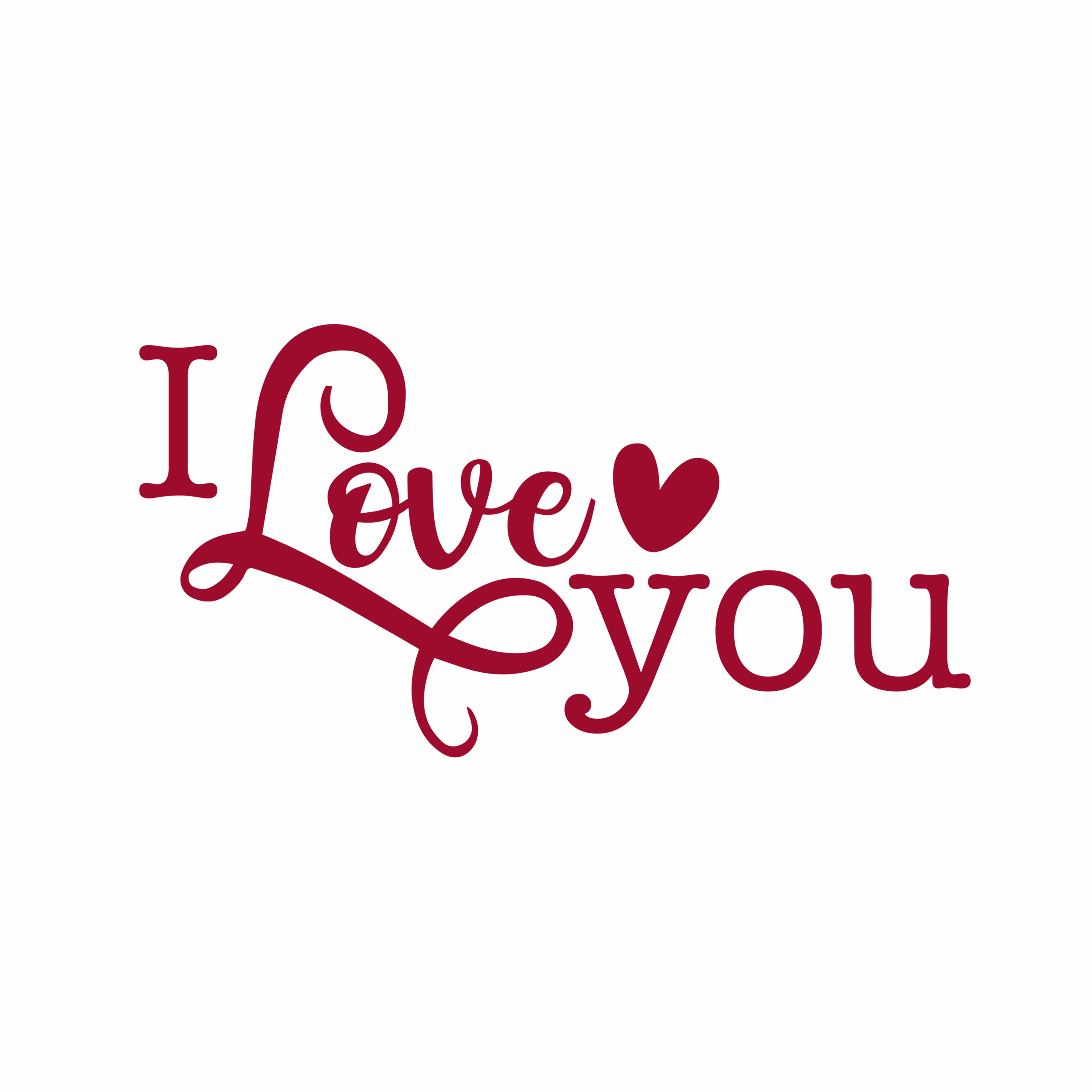 Romantic Valentine SVG that says “I love you” in red script lettering with a heart accent