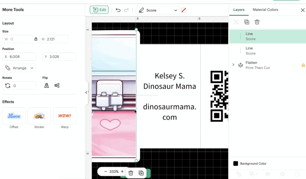 Adding score lines in Cricut Design Space to create folds for Cricut business cards