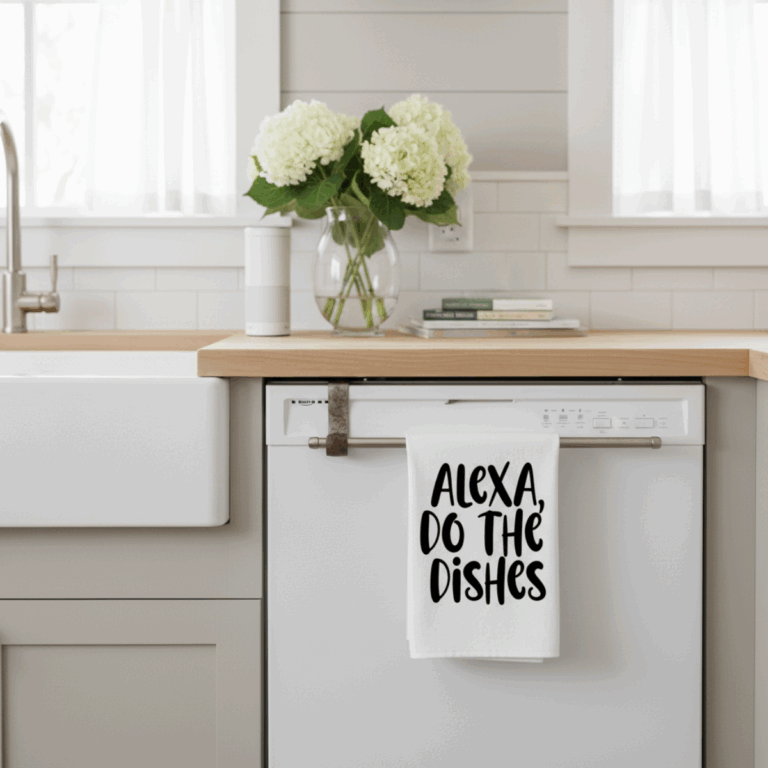 alexa do the dishes kitchen towel made with free home decor svg
