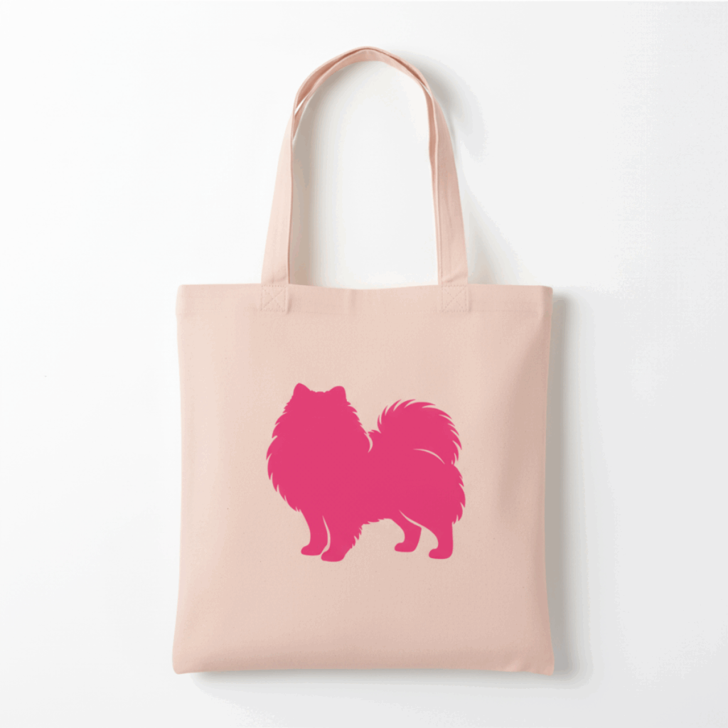 pomeranian dog silhouette SVG on tote bag made with Cricut