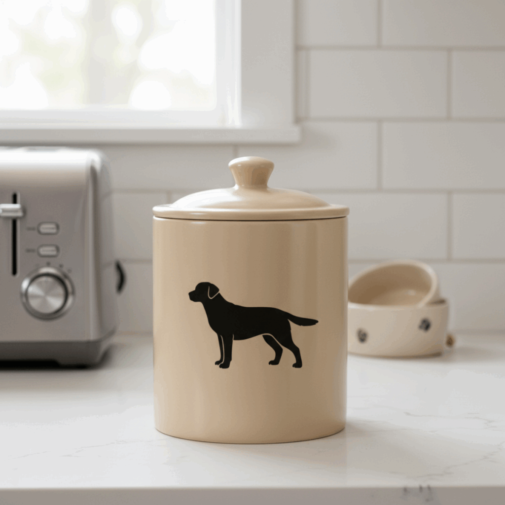 labrador retriever silhouette SVG on pet treat jar Cricut project