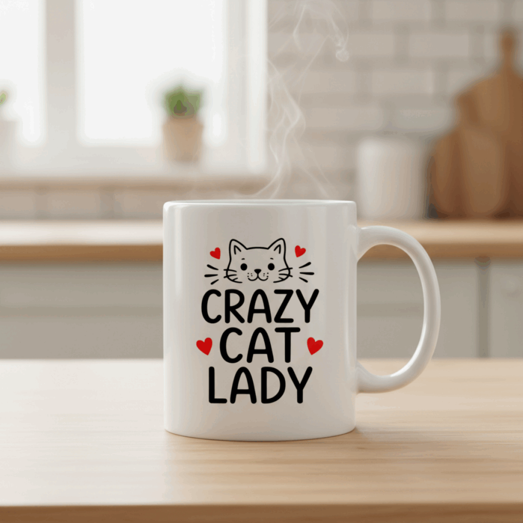 crazy cat lady SVG mug design made with Cricut