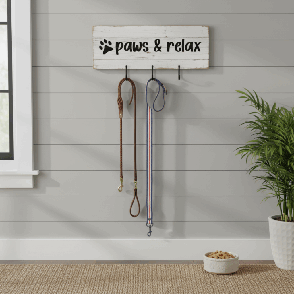 paws and relax SVG dog leash holder sign made with Cricut