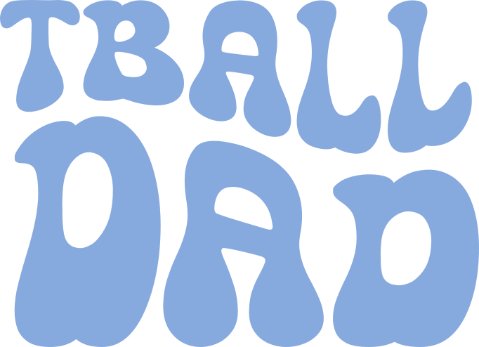 TBall Dad SVG with bold blue lettering for Cricut shirts and tee ball parent apparel.