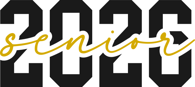 Senior script overlay across 2026 numbers SVG for graduation shirts and Cricut projects.
