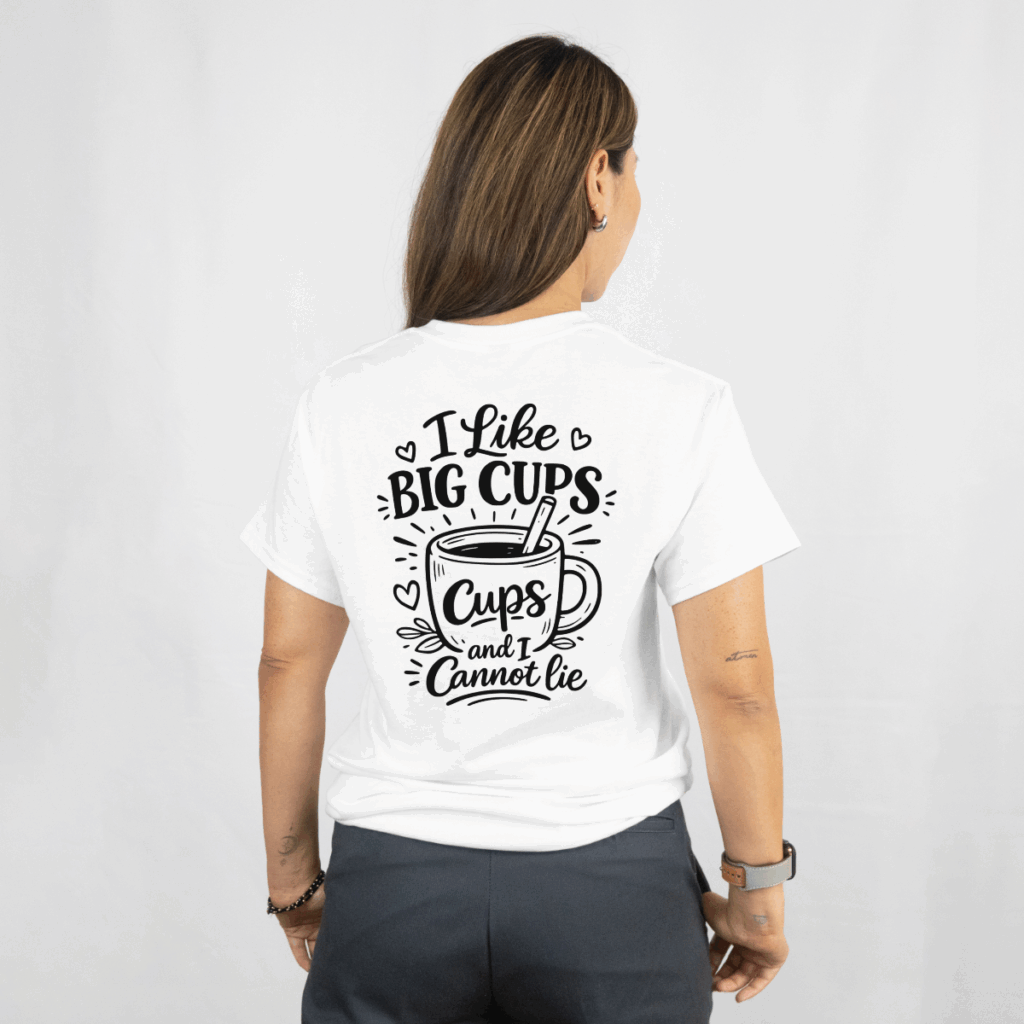 i like big cups and i cannot lie svg design on shirt mockup
