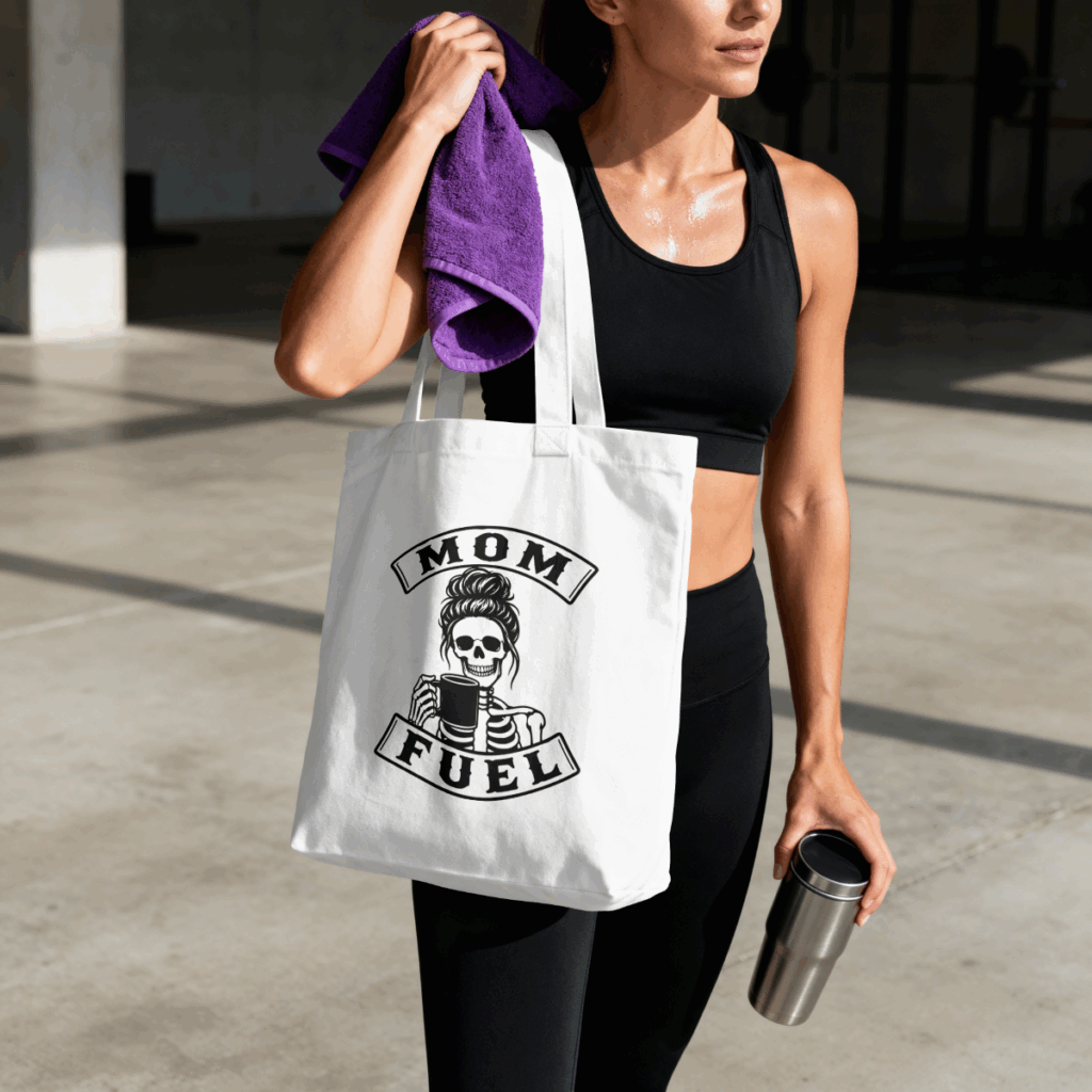 mom fuel svg on tote bag funny mom svg free for physical product