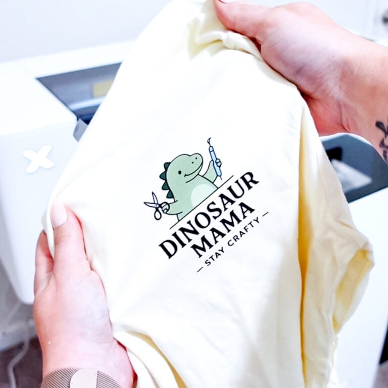 first dtf transfer pressed onto shirt using xTool apparel printer