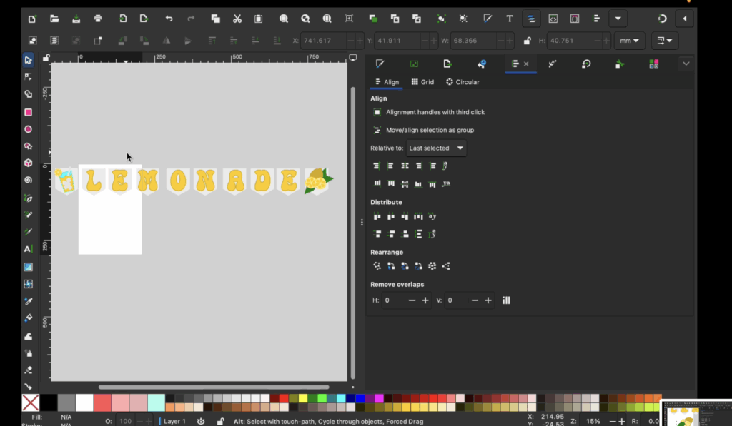 Completed lemonade banner SVG file designed in Inkscape.