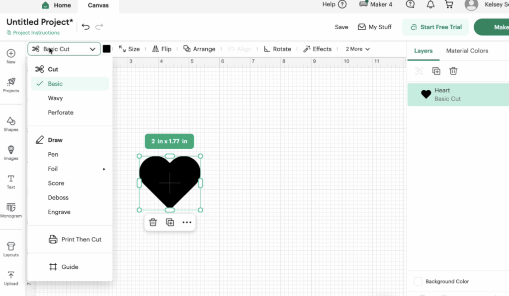 Cricut Design Space June 2026 update showing the Operations menu restored to the top toolbar with cut, draw, foil, score, deboss, and engrave options.