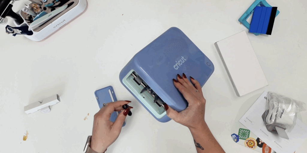 Cricut StickerPix Print + Cut cutting mechanism and blade